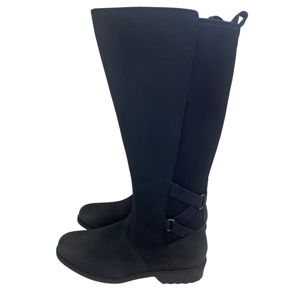 Teva ellery Tall Waterproof Boots burnished Black Leather NWOT SZ 8 Zip Womens